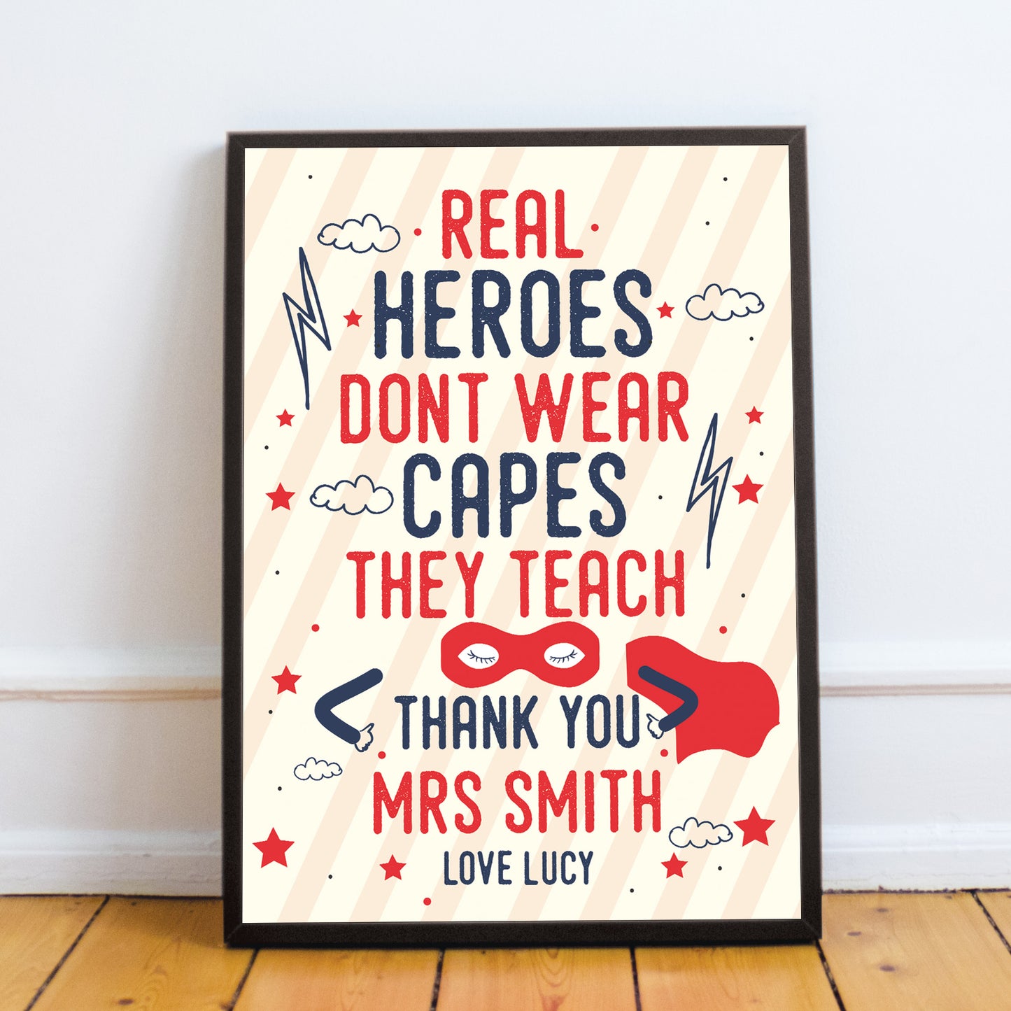 Superhero Personalised Print Thank You Teacher Assistant Leaving