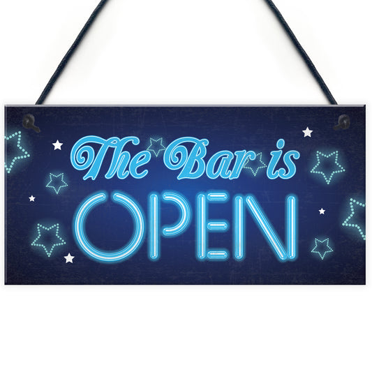 Novelty The Bar Is Open Plaque Home Bar Man Cave Alcohol Sign