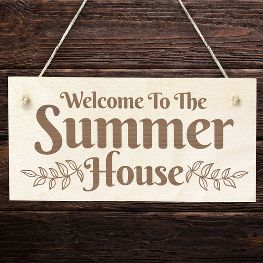 Summer House Home Decor Hanging Plaque Wooden Garden Sign