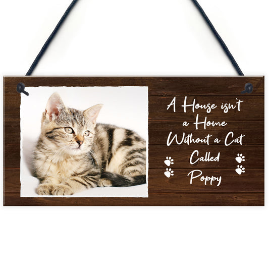 Personalised Photo Cat Sign Home Decor Cat Lover Gift For Family