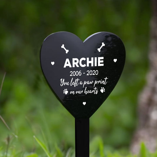 Personalised Dog Memorial Heart Stake Grave Marker Memorial Sign