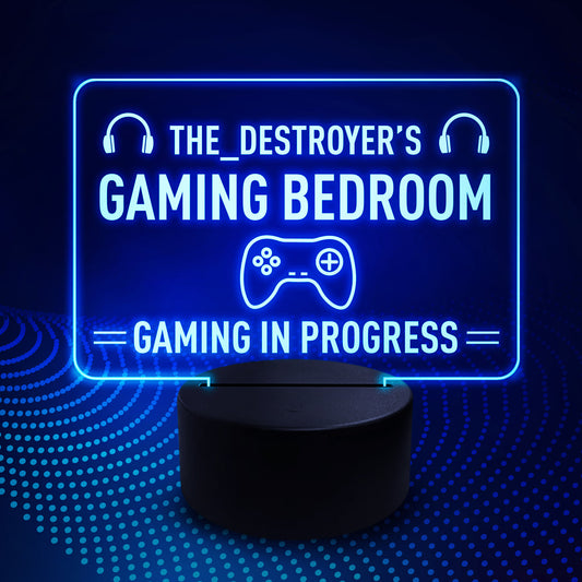 Personalised GAMER TAG Sign Gaming Sign For Boys Bedroom LED