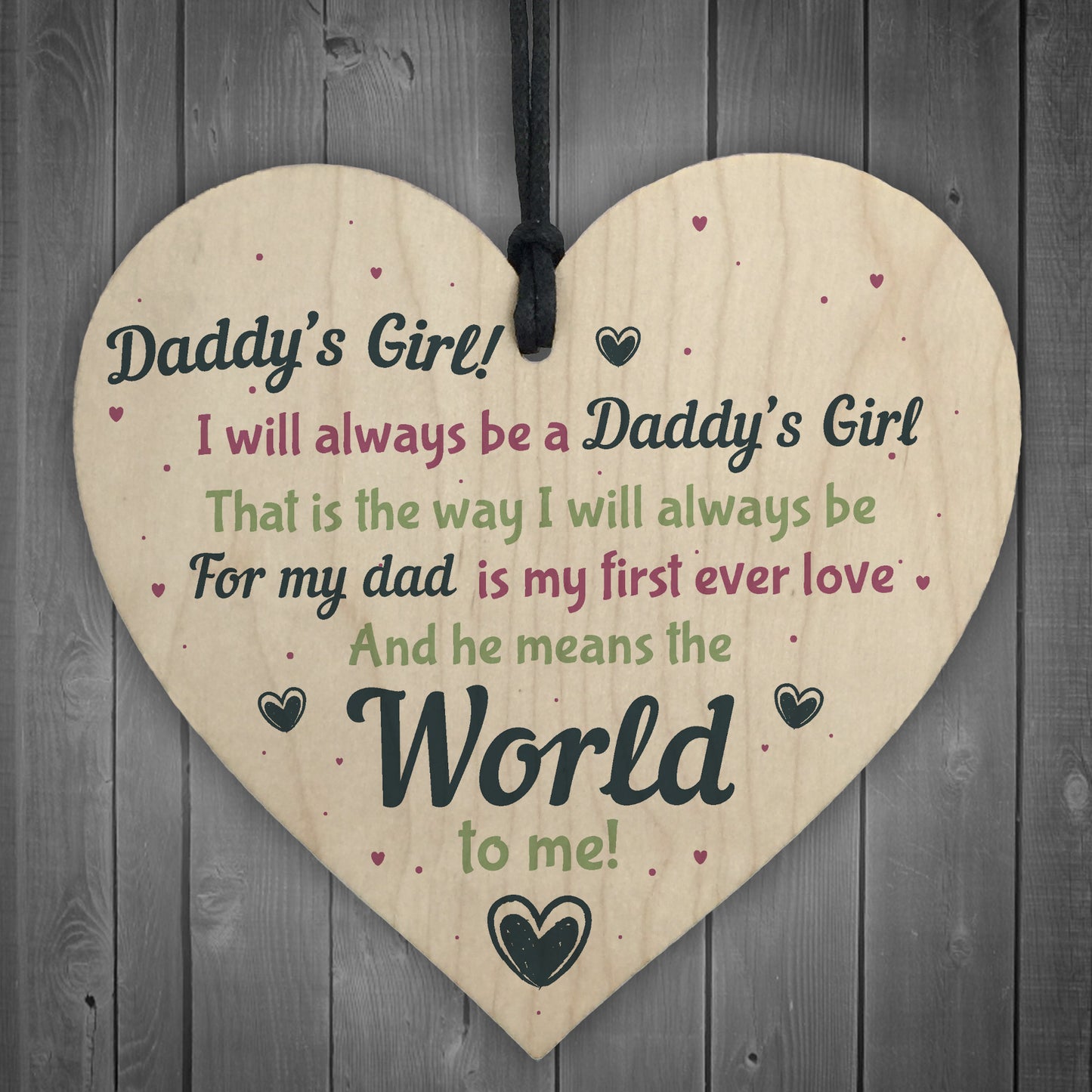 Daddy's Girl Wooden Heart Birthday FATHERS DAY Gift For Him