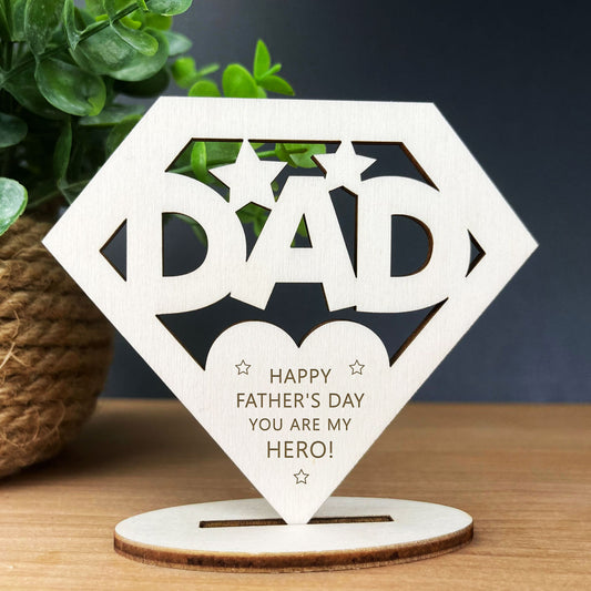 Fathers Day Gift Wood Sign Novelty Gift for Dad Daddy Superhero