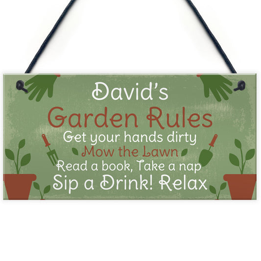 PERSONALISED Garden Rules Sign Shed Sign Summer House Plaque