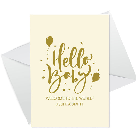 Hello Baby Welcome To The World Card Personalised New Baby Boy