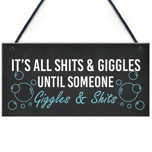 Funny Hot Tub Plaque SH!TS GIGGLES Sign Hanging Garden Sign