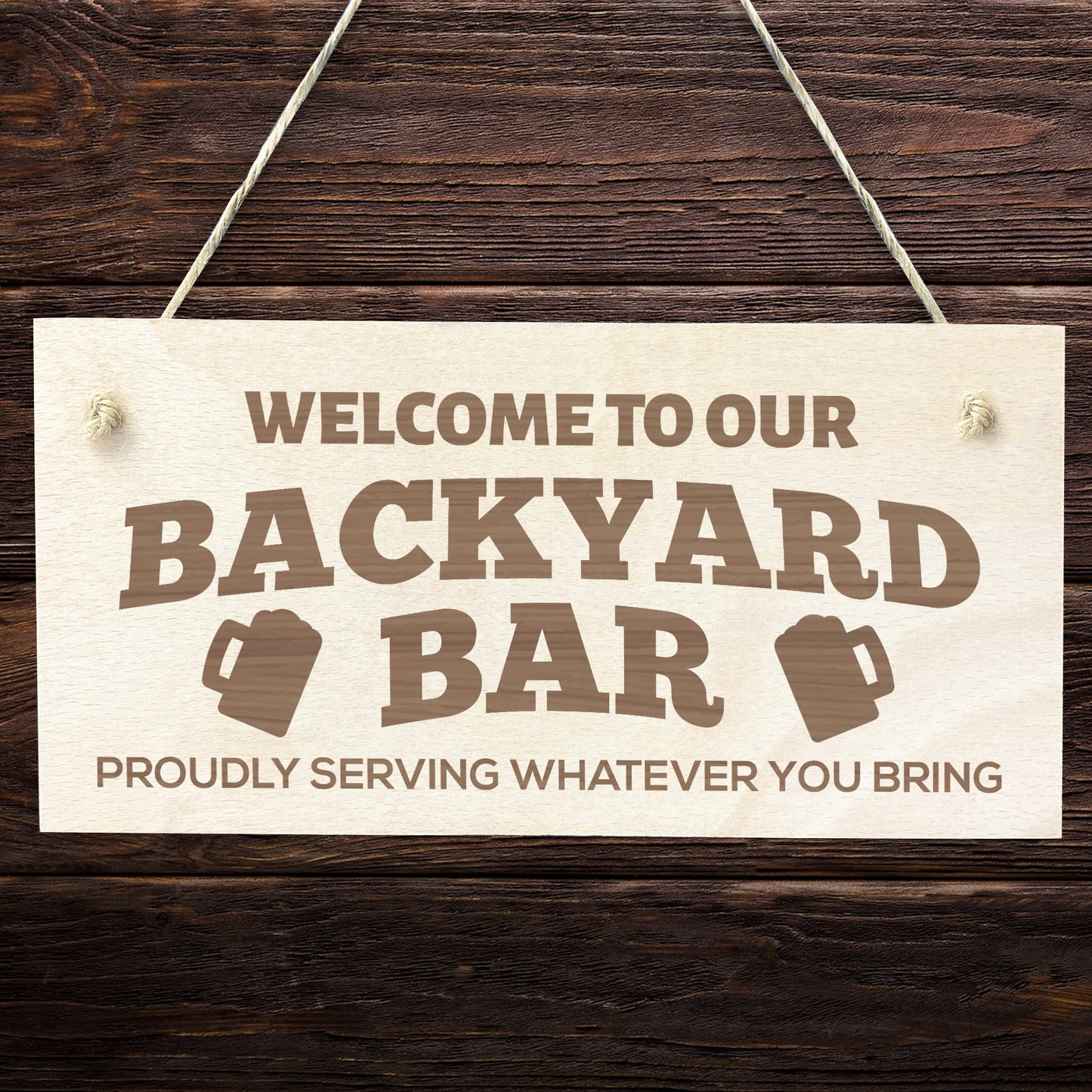 Bar Sign Funny Hanging Wall Sign BACKYARD BAR Sign Welcome Sign