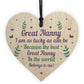 Handmade Great Nanny Gift For Birthday Christmas Wooden Heart