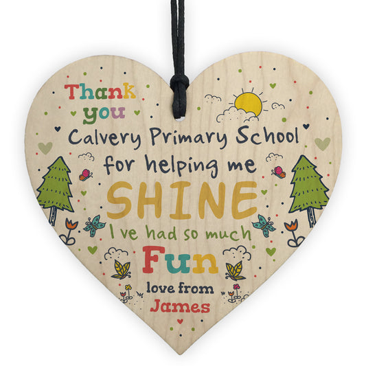 Personalised Thank You Teacher Gift Wood Heart TA Assistant