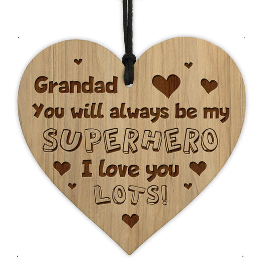 Grandad Gift Birthday Christmas Superhero Engraved Heart Gift