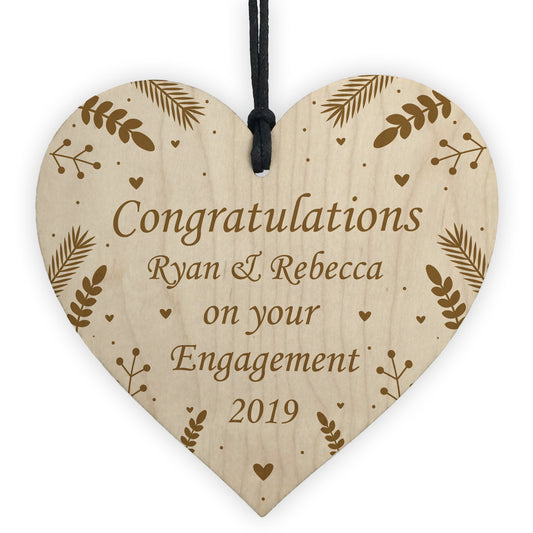 Congratulations On Your Engagement Wooden Heart Personalised