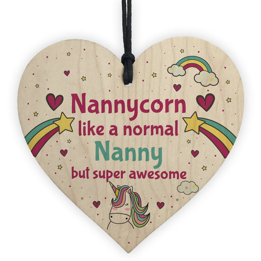 Gift For Nanny Birthday Christmas Wood Heart Unicorn Sign Gift