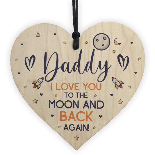 Fathers Day Gift for Daddy Wooden Heart Birthday Gift For Him