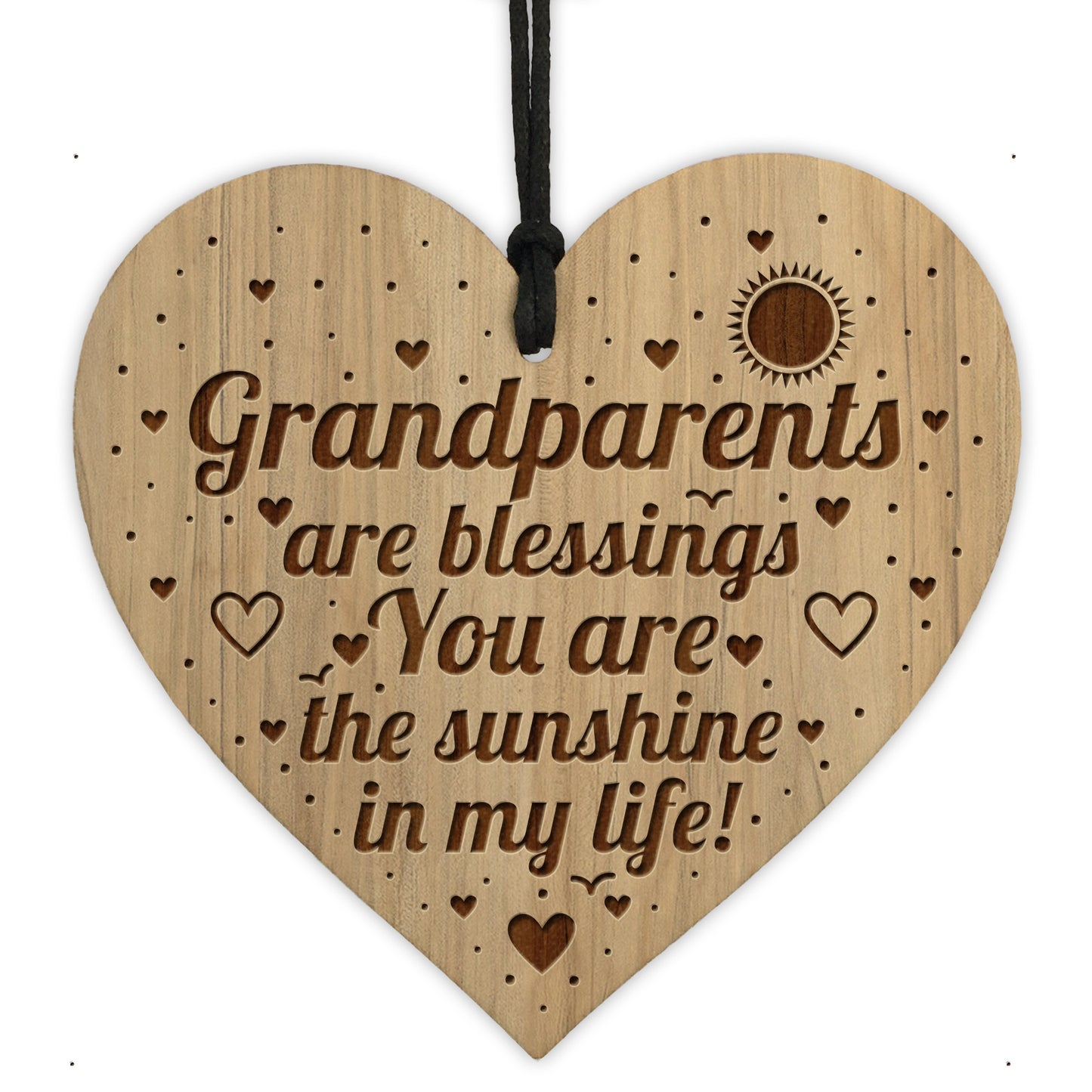 Grandparents Gift Wood Engraved Heart Grandparent Sign