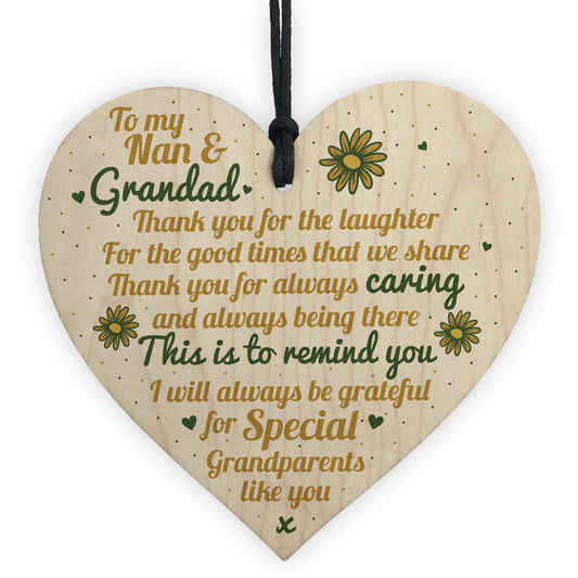 Grandparents Gifts Grandad Grandpa Grandma Nan Wooden Heart