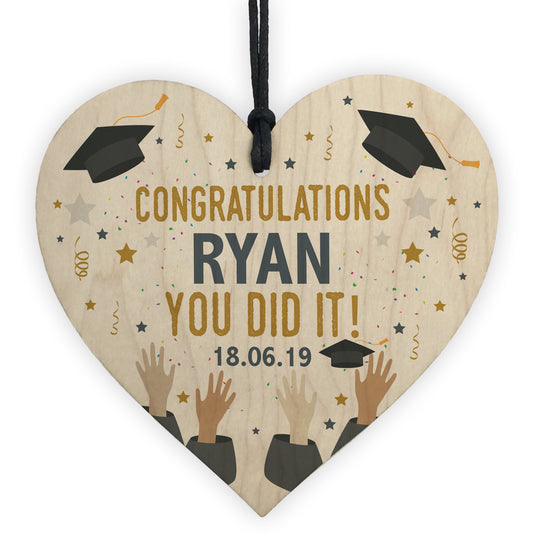 PERSONALISED Graduation Congratulations Wood Heart Graduate Gift