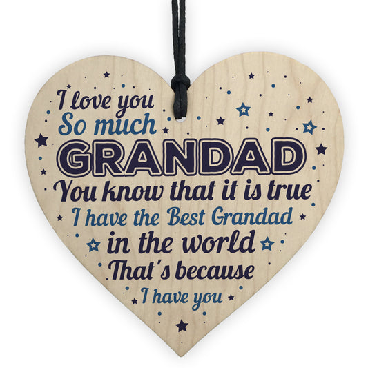 Birthday Christmas Gift For Grandad Handmade Wooden Heart Sign