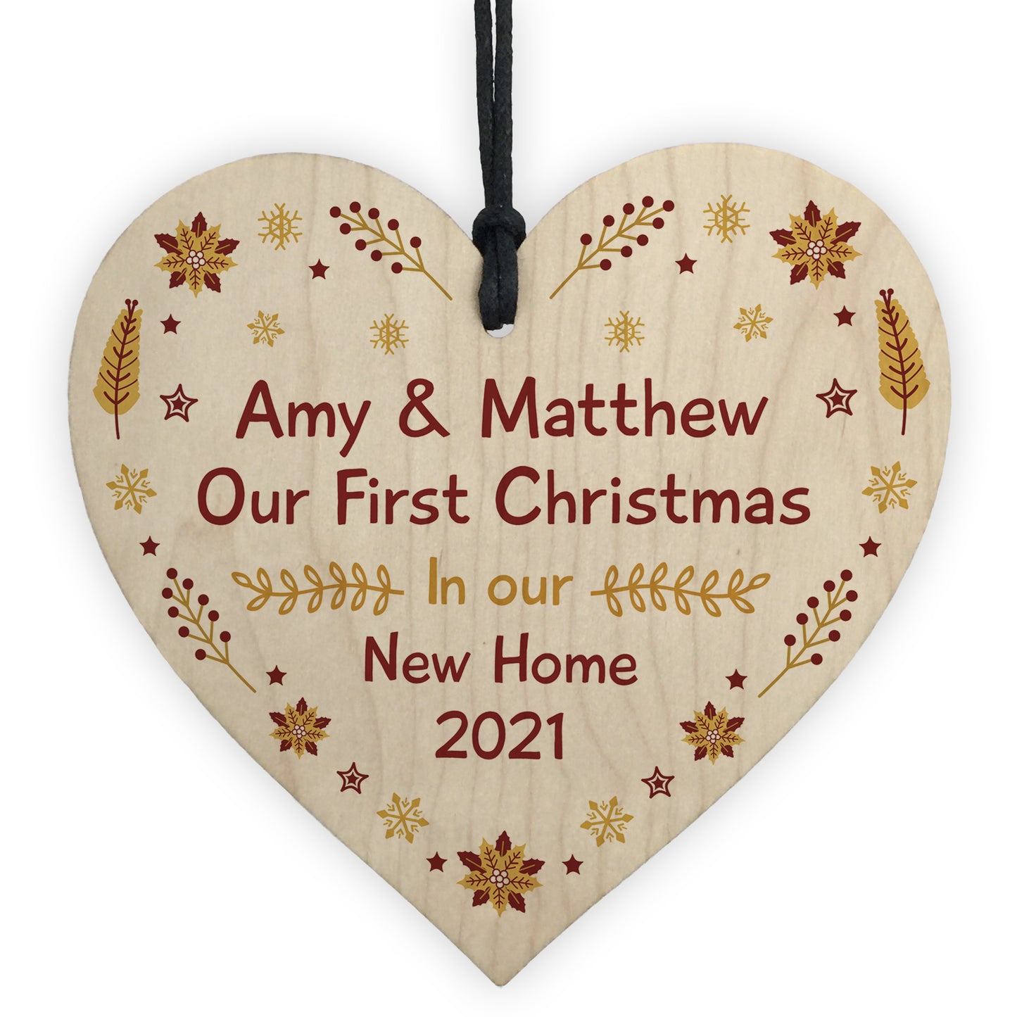 1st Christmas In Our New Home Personalised Bauble Wood Decor