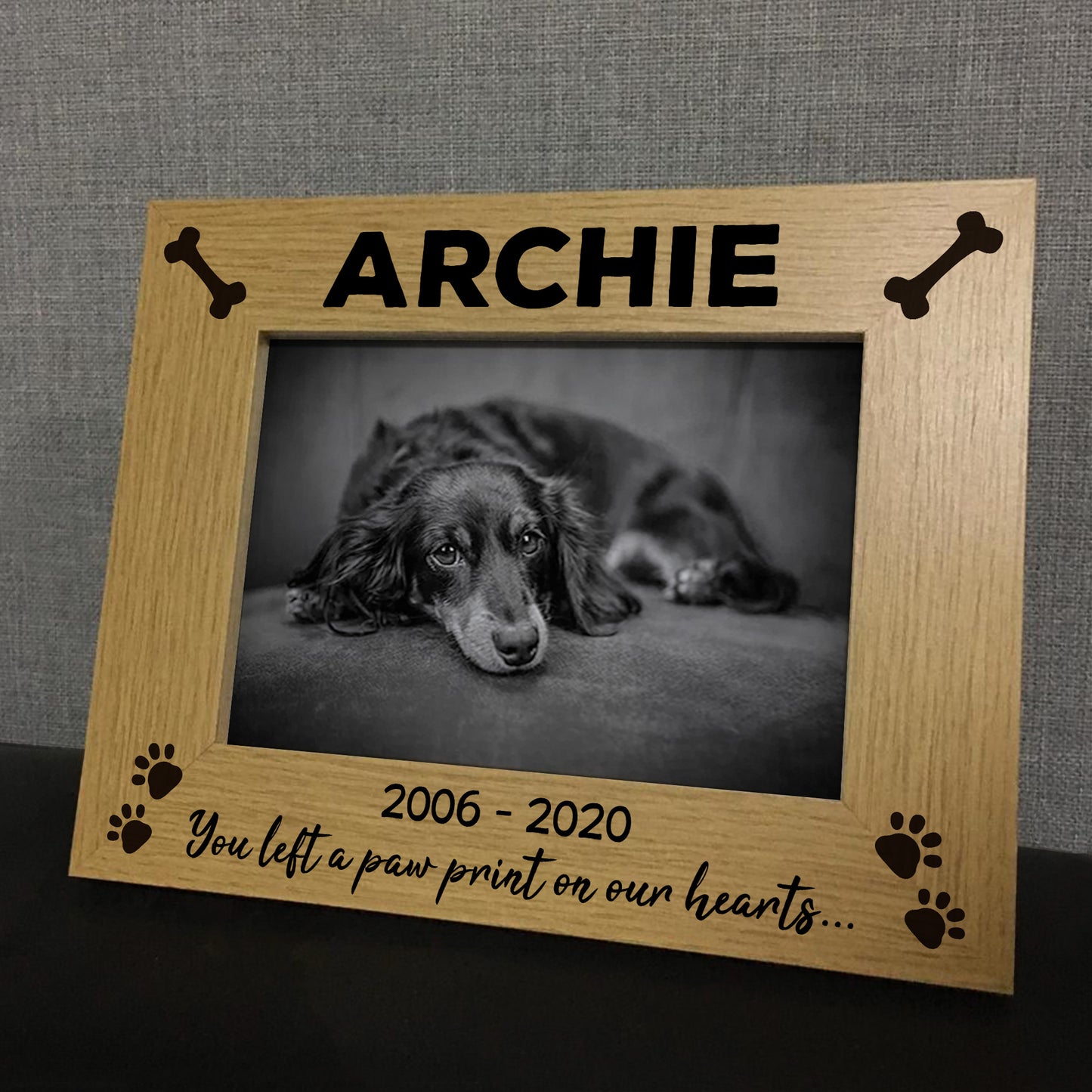 Personalised Pet Wooden Photo Frame Gift Dog Puppy Memorial