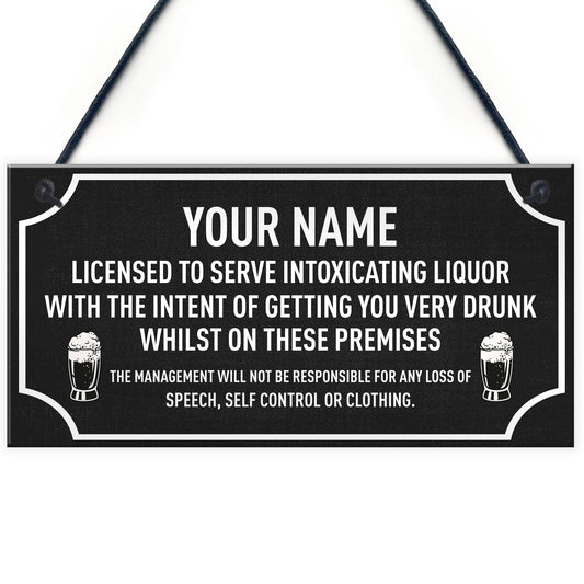 Funny PERSONALISED Bar Sign Plaque Man Cave Shed Garage Sign