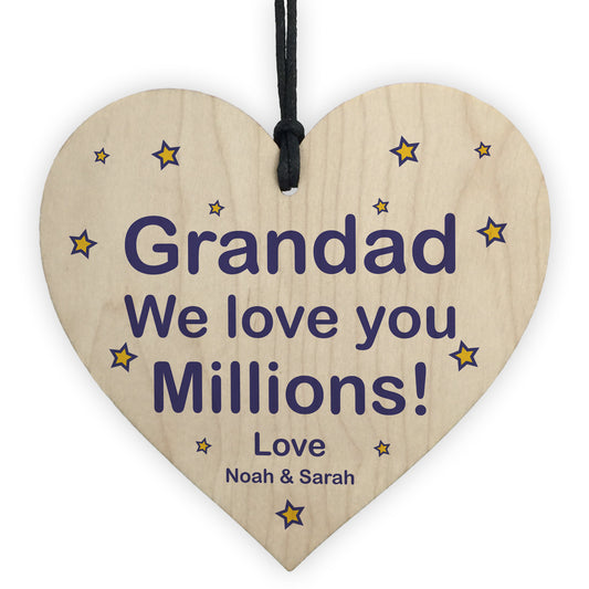 Gifts For Grandad Personalised Wood Heart Fathers Day Birthday