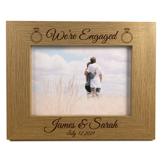 Personalised Wooden Photo Frame Engraved 7X5 Frame Engagement