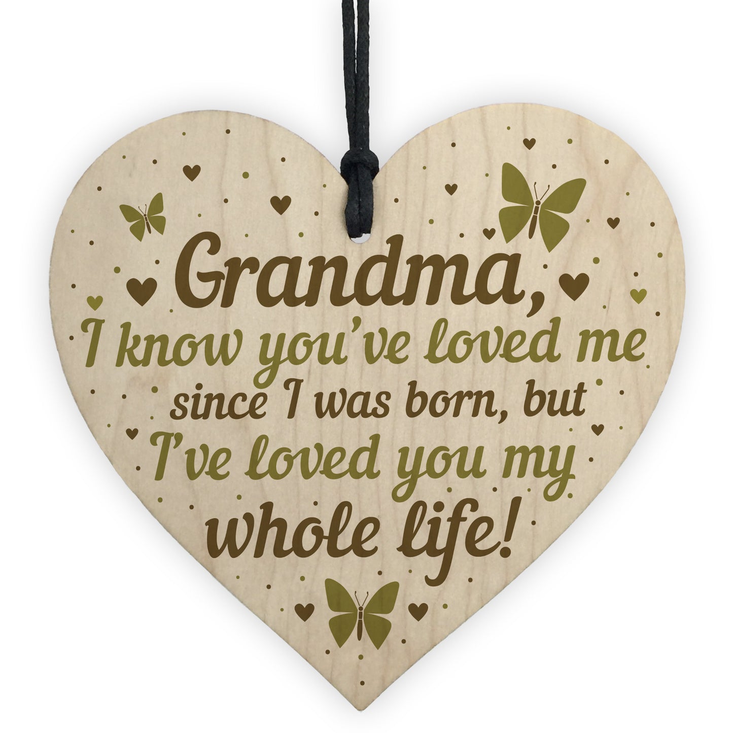 Grandma Birthday Christmas Card Gift Wooden Heart Keepsake