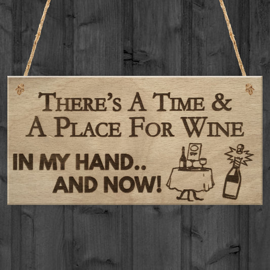 Time Place Wine Funny Alcohol Bar Garden Pub Home Hanging Plaque