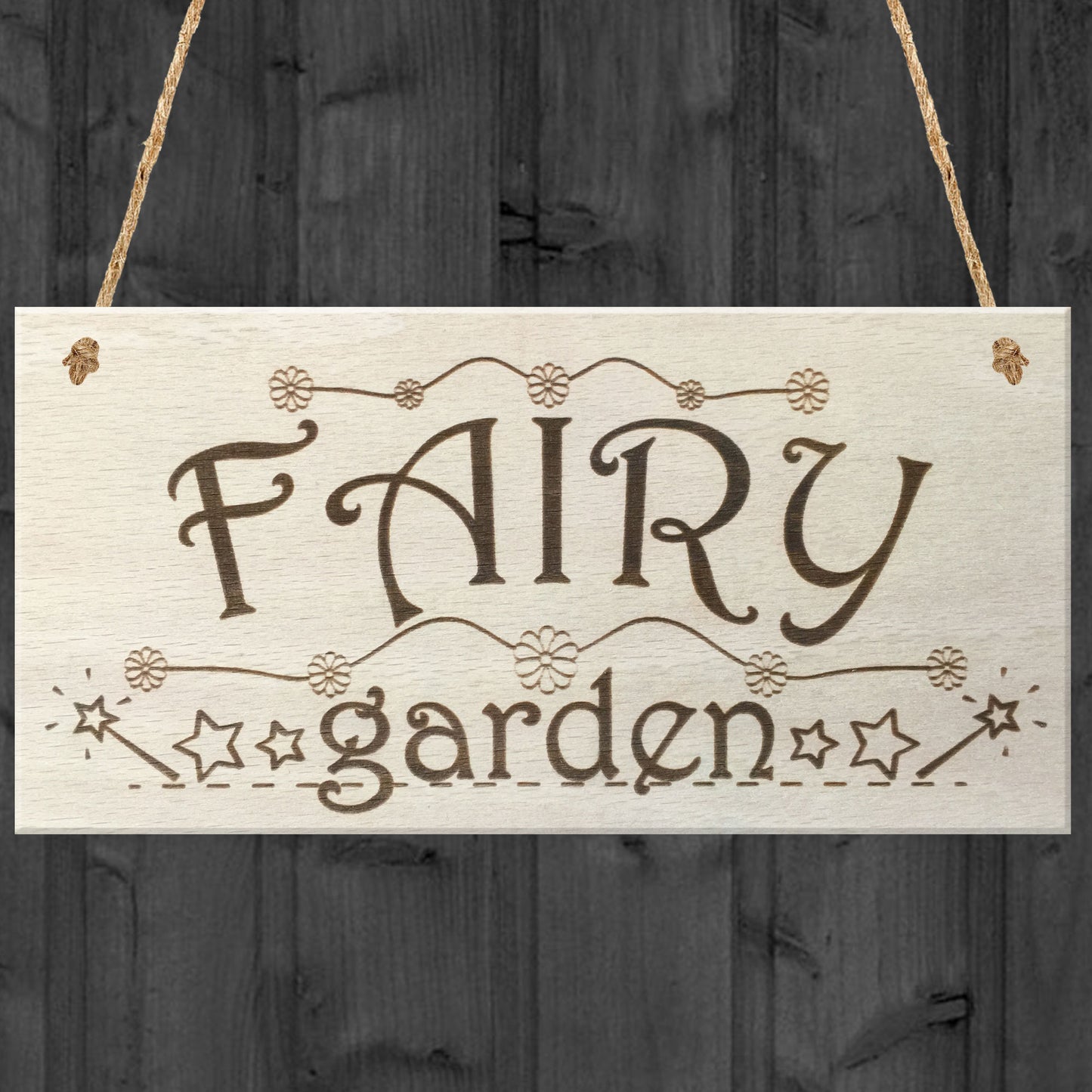 Fairy Garden Wooden Hanging Plaque Shabby Chic Fairies Sign