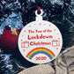 Lockdown Wood Bauble For Christmas Tree Rainbow Quarantine