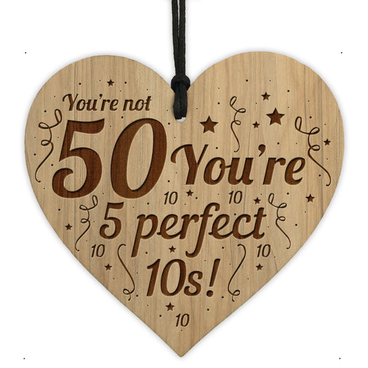50th Birthday Gift For Friend Men Women Engraved Heart Funny