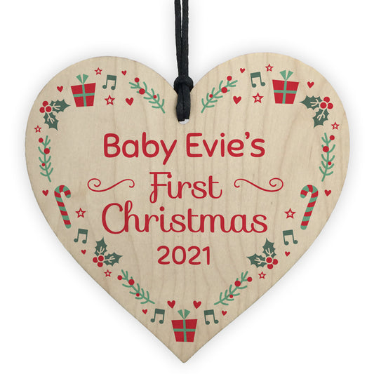 1st Christmas Bauble New Baby Tree Decoration Personalised Heart