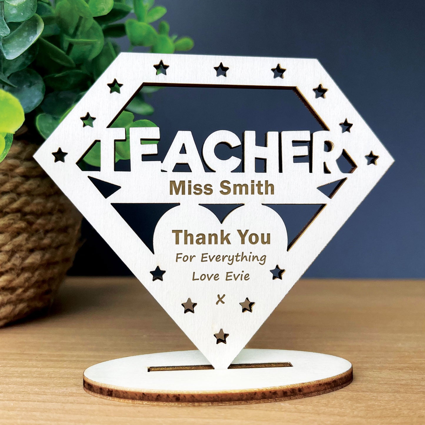 Teacher Personalised Wooden Plaque Gift Thank You Gift