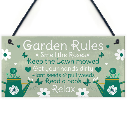 Garden Rules Novelty Hanging Plaque Summer House Sign Shed Sign