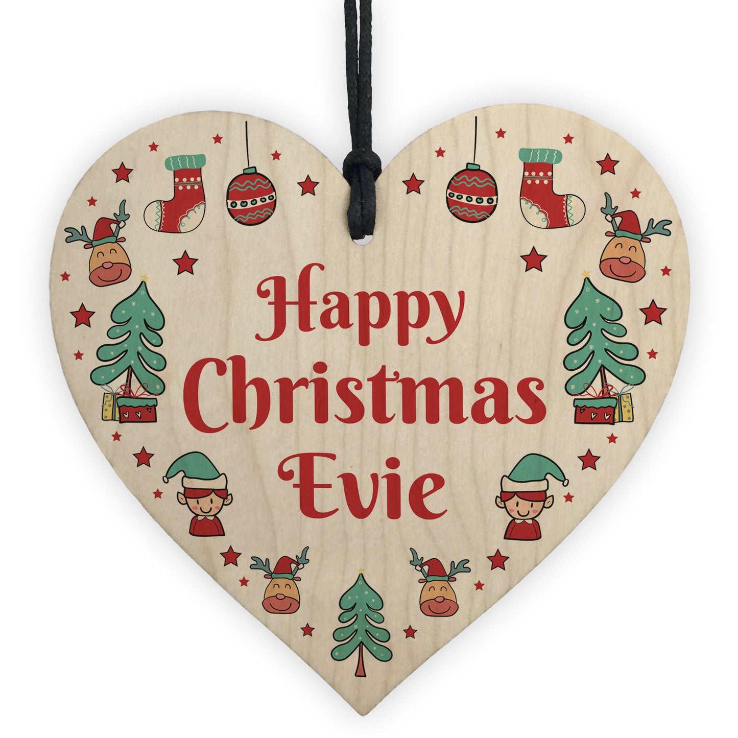 Happy Christmas Gift Personalised Hanging Heart 1st Christmas