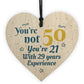 50th Birthday Gift Wooden Heart 50 For Dad Mum Sister Friend