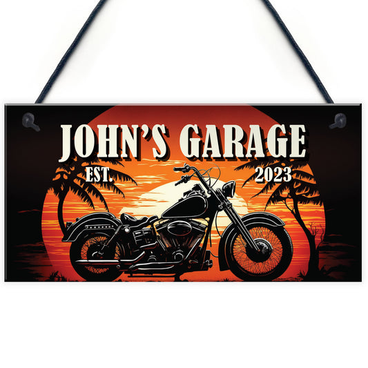 Motorcycle Garage Personalised Sign Novelty Motorbike Gifts