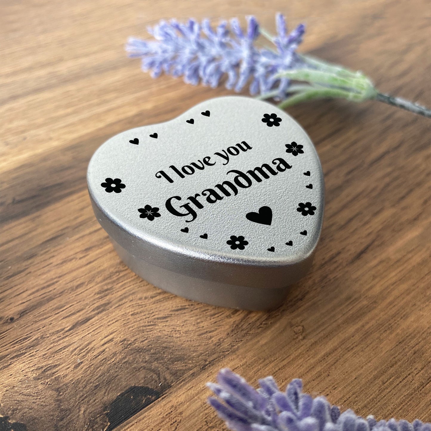 Silver Heart Tin Grandma Gift Christmas Birthday Present