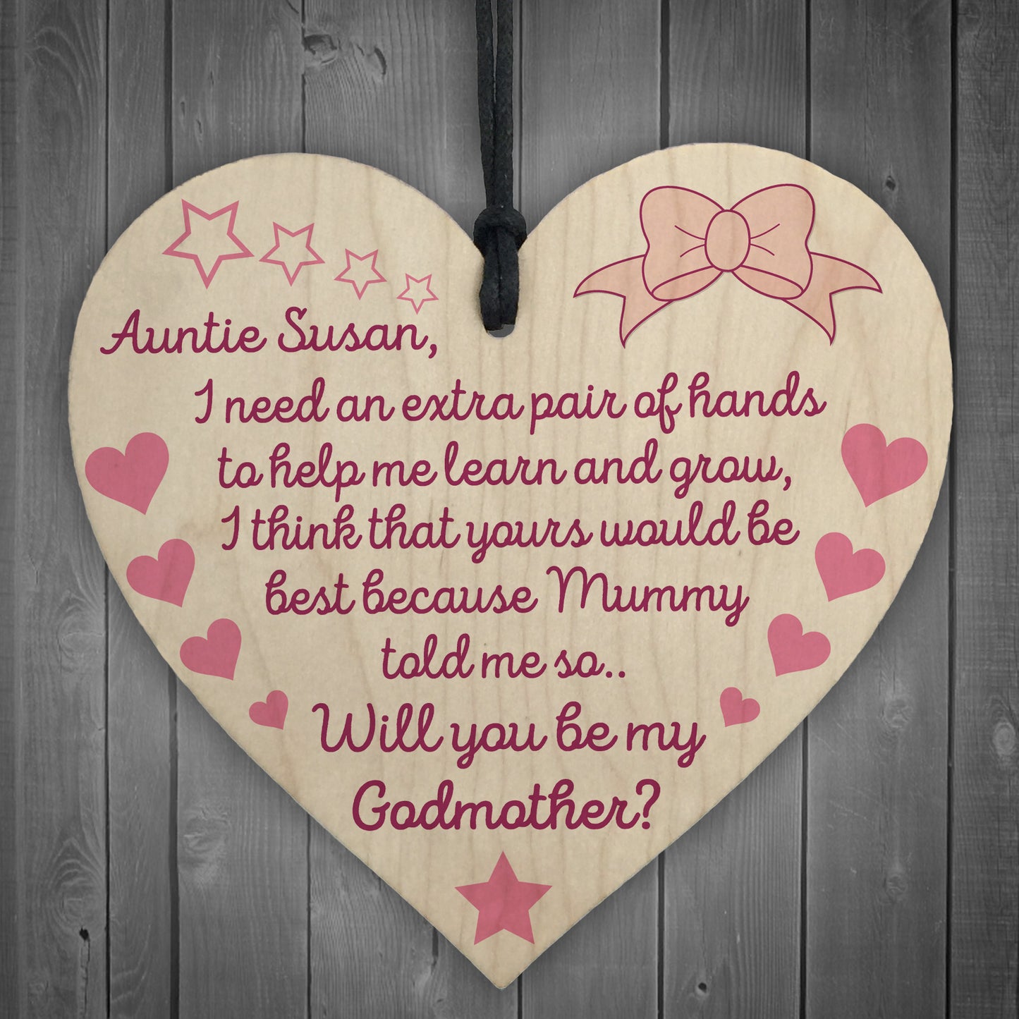 Personalised Will You be My Godmother Godparent Hanging Plaque