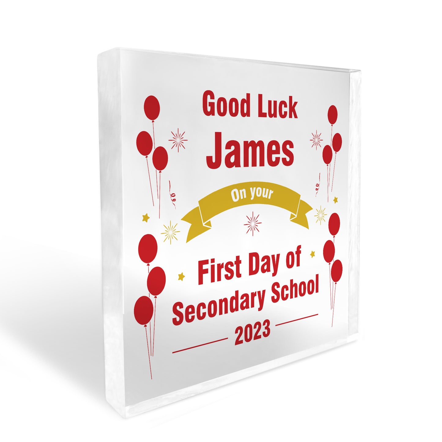 Good Luck First Day Of Secondary School Personalised Block