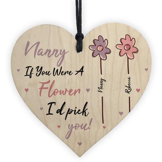 Personalised Wood Heart Gift For Nanny Birthday Mothers Day