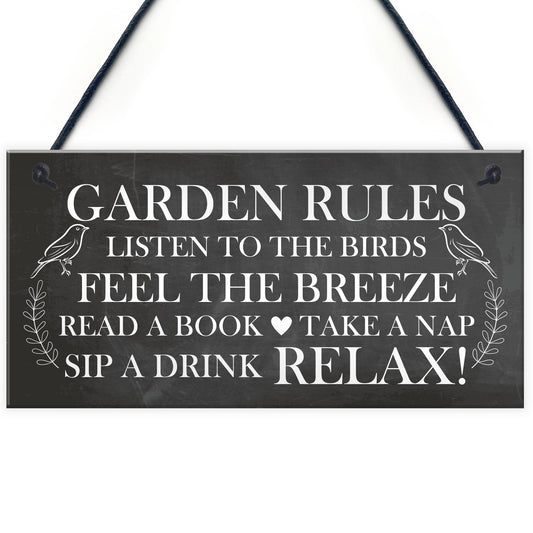 Garden Rules Sign Garden Signs Outside Hanging Summer House