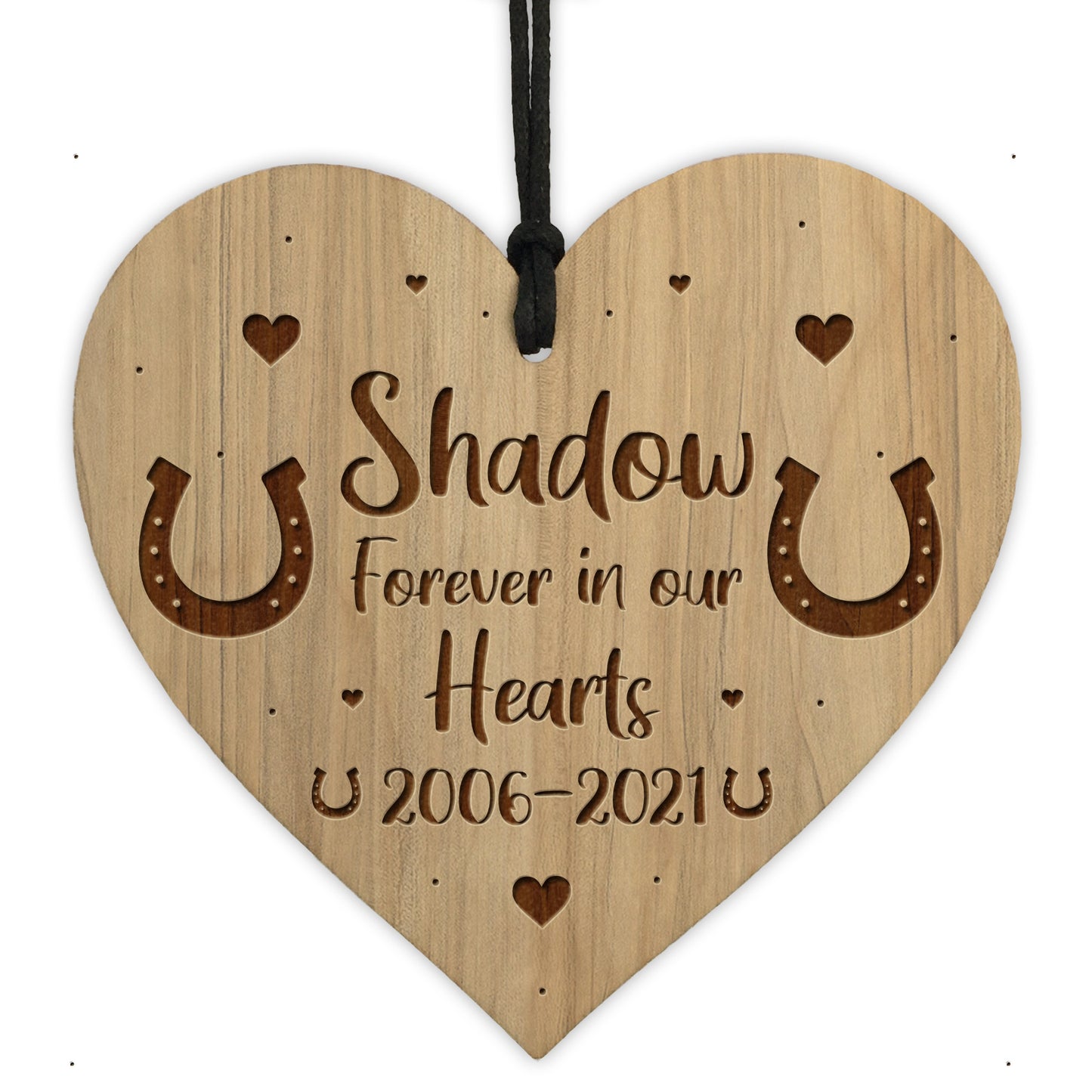 Personalised Memorial Plaque For Horse Pony Engraved Wood Heart