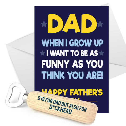 Funny Joke Fathers Day Card From Daughter Son Bottle Opener