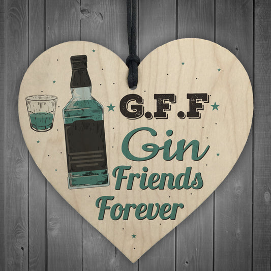 Gin Friends Wooden Heart Bar Pub BBQ Party Alcohol Plaque BDAY