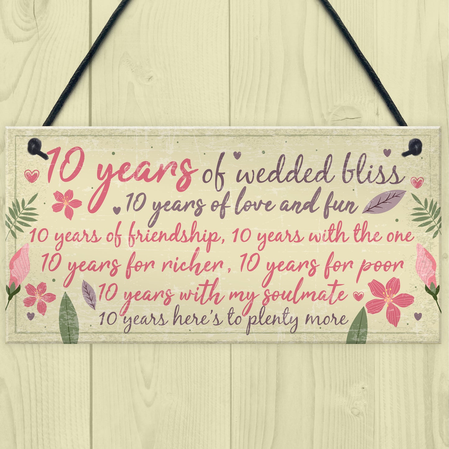 10th Wedding Anniversary Card Gift For Husband Wife Ten Year