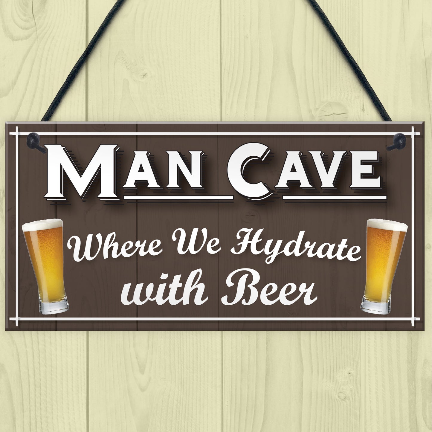 Man Cave Hydrate Beer Alcohol Funny Home Bar Gift Hanging Plaque