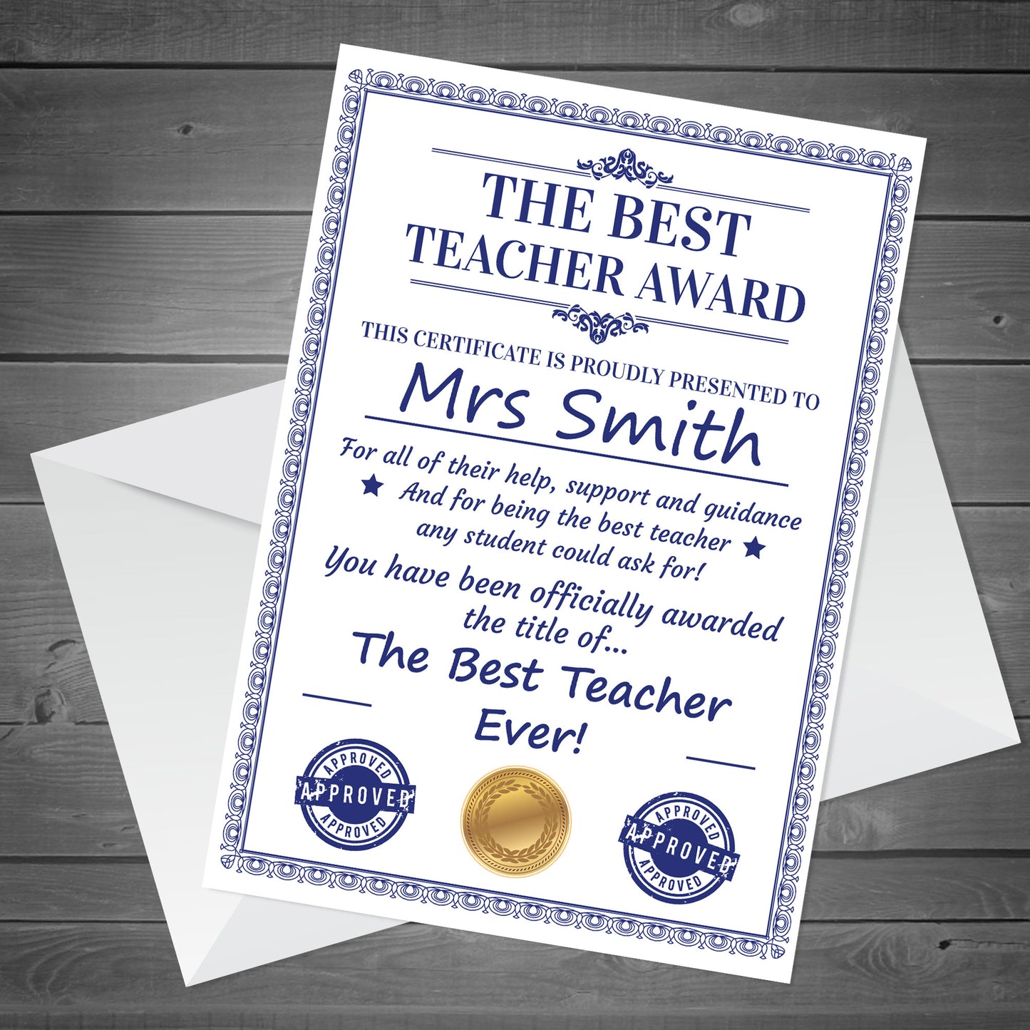 Teacher Cards From Children Personalised BEST TEACHER Card