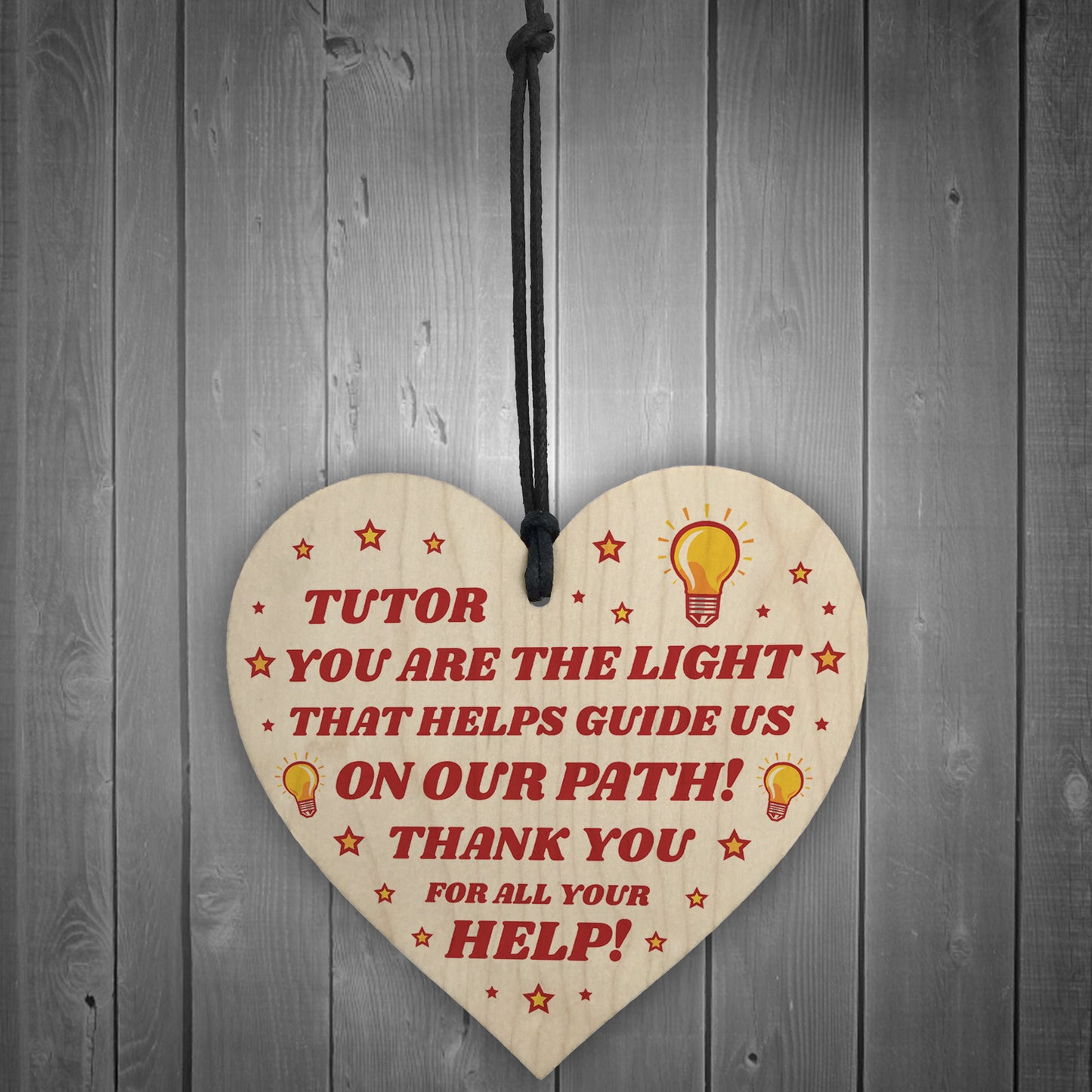 Handmade Thank You Tutor Gift Heart Hanging Sign Teacher Gifts